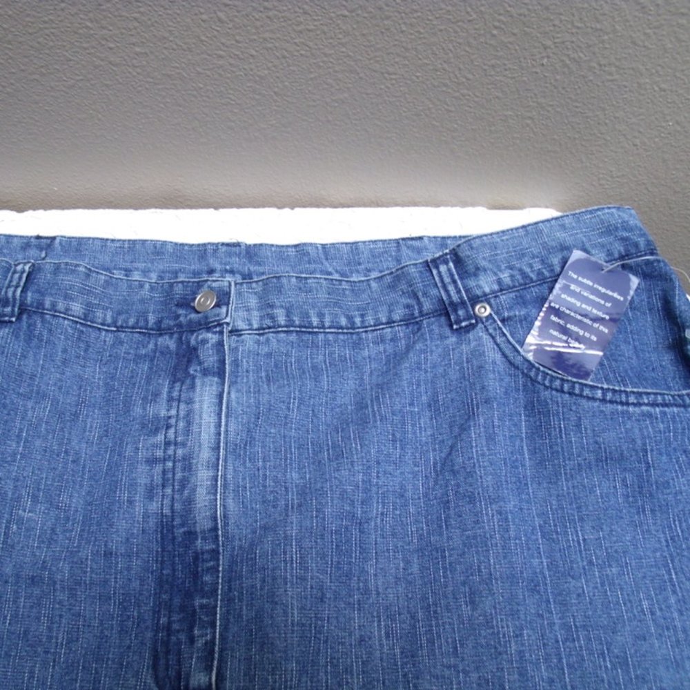 TY Original Wear Denim Long Skirt Raw Hem Blue Jean Kick Pleat Plus Size 24W NWT - Picture 2 of 7